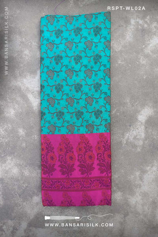 Blue And Pink Banarasi Resham Silk Saree soft and lightweight for office and events 