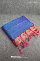 Blue Banarasi Silk Saree for wedding, Banarasi Tanchoi Silk Saree, Wedding Saree, Pink Saree