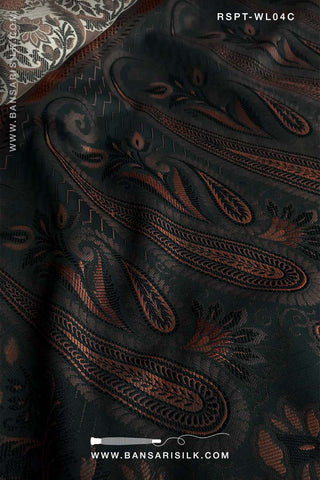 Cream and black Resham Banarasi Silk Saree soft and lightweight for office and events 