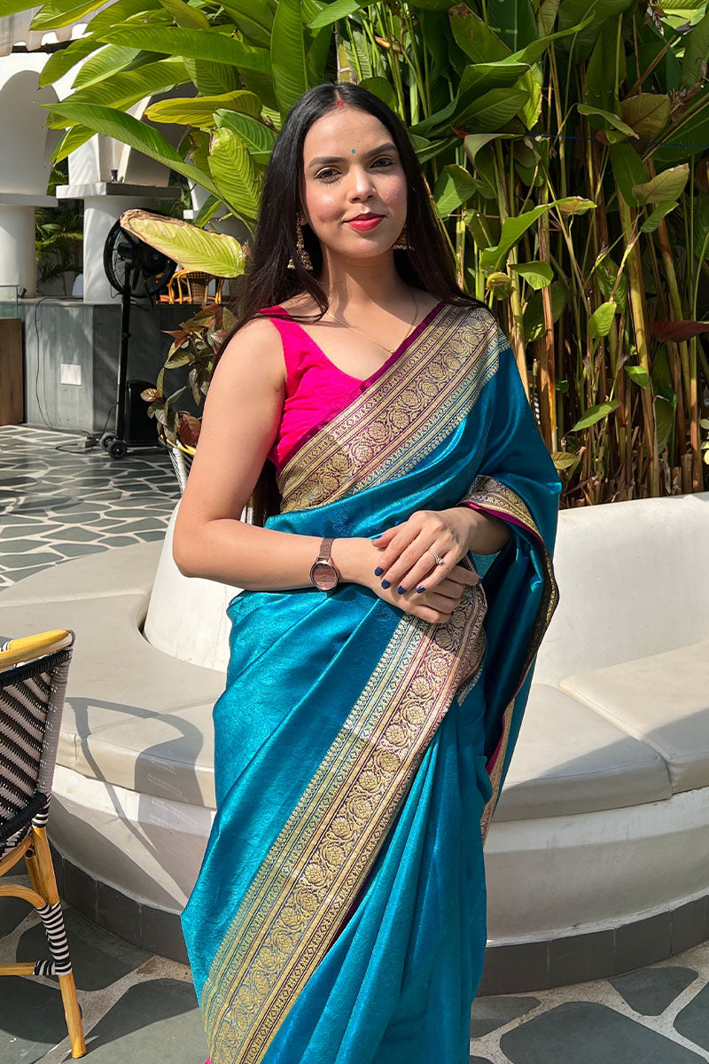 Blue Banarasi Saree, Tanchoi Saree, Best Wedding Saree, Saree For Diwali, Pure Banarasi Saree, Blue Saree, Saree Mnaufacturer, Saree Weaver, BansariSilk