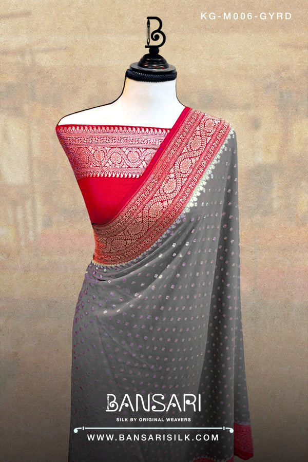 Georgette Saree, Red Saree, Grey Saree, Wedding Saree, Banarasi Saree, Khaddi, Handloom Saree