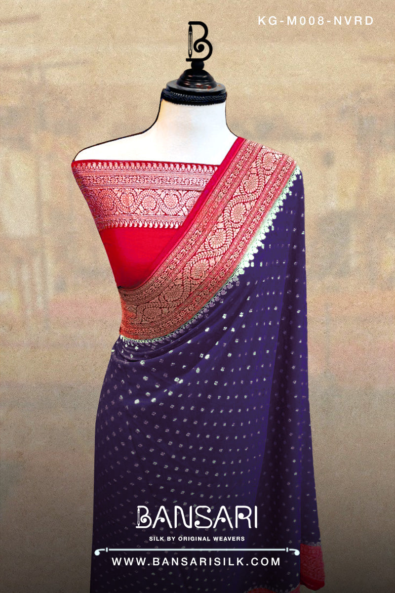 Georgette Saree, Red Saree, Navy Blue Saree, Wedding Saree, Banarasi Saree, Khaddi, Handloom Saree