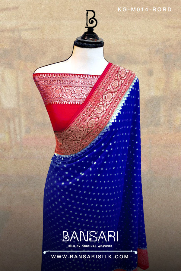 Royal Blue Saree, Georgette Saree, Khaddi Saree, Banarasi Saree, Handloom Saree