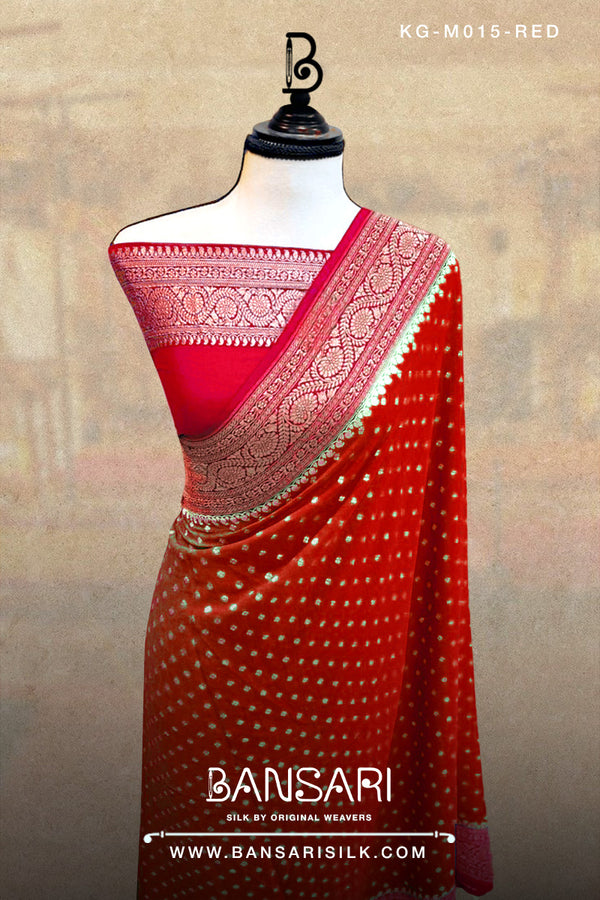 Georgette Saree, Red Saree, Saree Bridal Red Saree, Wedding Saree, Banarasi Saree, Khaddi, Handloom Saree, Manufacturer