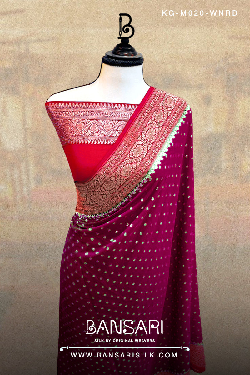 Georgette Saree, Red Saree, Wine Saree, Bridal Saree, Purple Wedding Saree, Banarasi Saree, Khaddi, Handloom Saree, Manufacturer