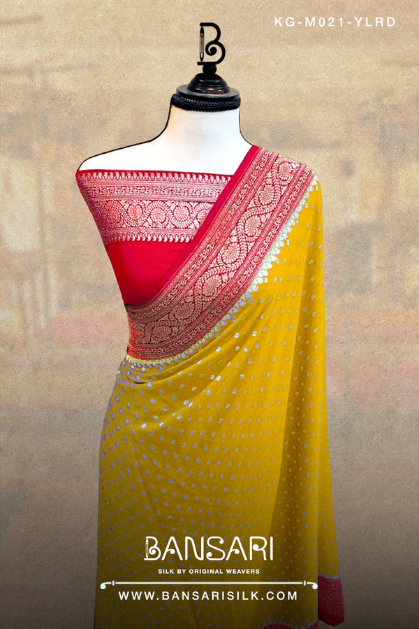 Georgette Saree, Red Saree, Yellow Saree, Bridal Saree, Wedding Saree, Banarasi Saree, Khaddi, Handloom Saree, Manufacturer, Haldi Saree