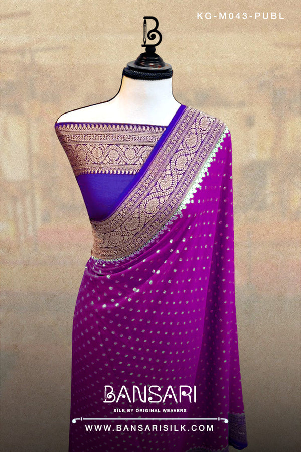 Georgette Saree, Purple Saree, Blue Saree, Wedding Saree, Banarasi Saree, Khaddi, Handloom Saree, Manufacturer