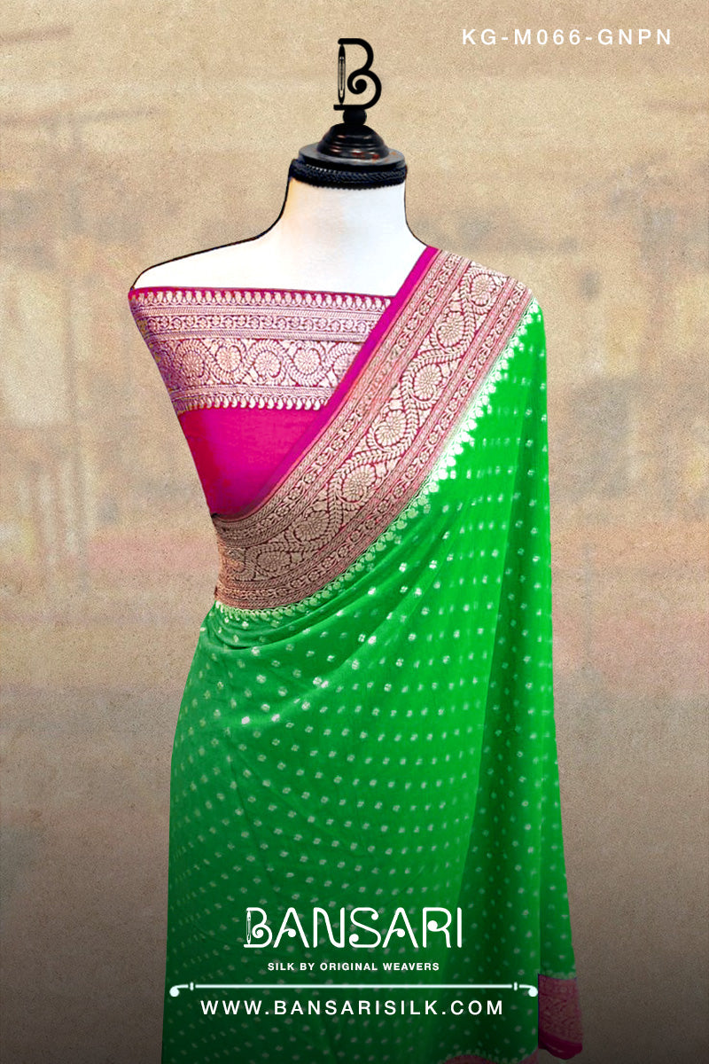 Georgette Saree, Pink Saree, Green Saree, Wedding Saree, Banarasi Saree, Khaddi, Handloom Saree, Manufacturer