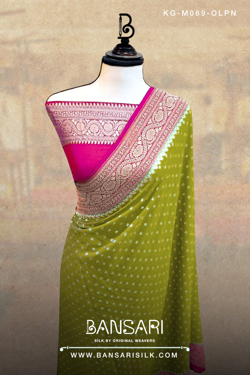 Georgette Saree, Henna Green Saree, Pink Saree, Wedding Saree, Banarasi Saree, Khaddi, Handloom Saree, Manufacturer