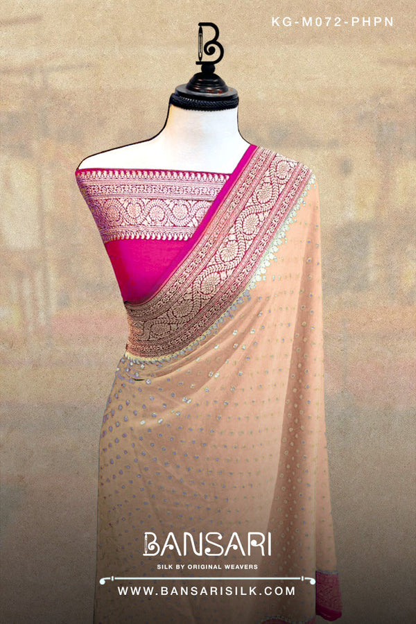 Georgette Saree, Peach Saree, Pink Saree, Wedding Saree, Banarasi Saree, Khaddi, Handloom Saree, Manufacturer