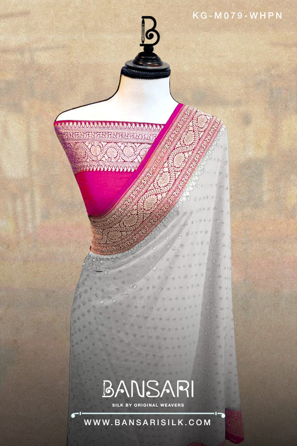 Georgette Saree, White Saree, Pink Saree, Wedding Saree, Banarasi Saree, Khaddi, Handloom Saree, Manufacturer