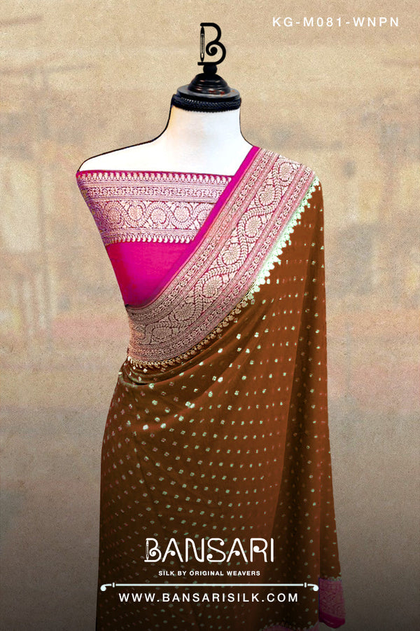 Georgette Saree, Brown Saree, Pink Saree, Wedding Saree, Banarasi Saree, Khaddi, Handloom Saree, Manufacturer