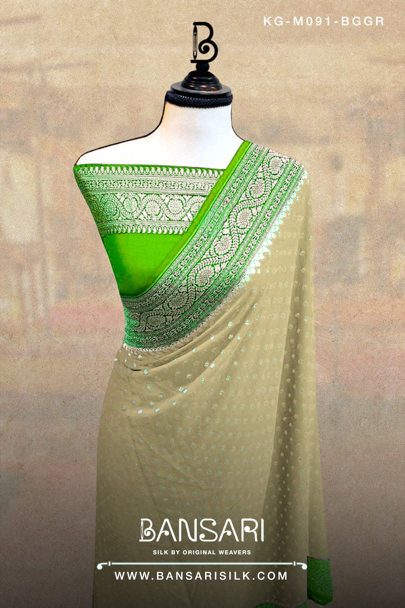 Georgette Saree, Beige Saree, Green Saree, Wedding Saree, Banarasi Saree, Khaddi, Handloom Saree, Manufacturer