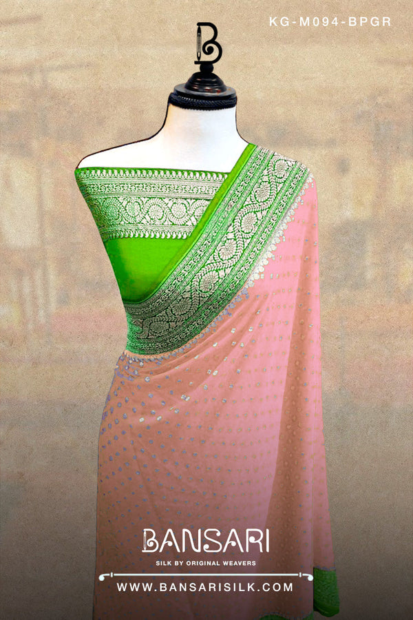 Georgette Saree, Baby Pink Saree, Green Saree, Wedding Saree, Banarasi Saree, Khaddi, Handloom Saree, Manufacturer