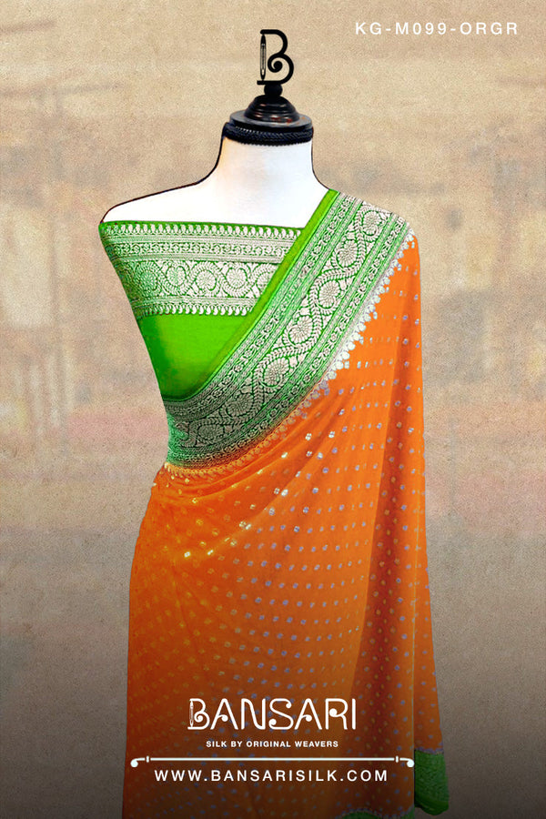 Georgette Saree, Orange Saree, Green Saree, Wedding Saree, Banarasi Saree, Khaddi, Handloom Saree, Manufacturer