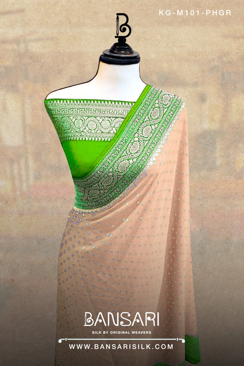 Georgette Saree, Peach Saree, Green Saree, Wedding Saree, Banarasi Saree, Khaddi, Handloom Saree, Manufacturer