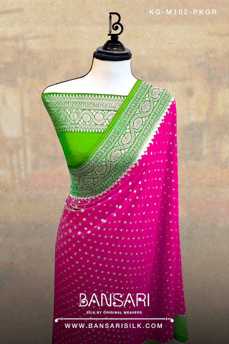 Georgette Saree, Pink Saree, Green Saree, Wedding Saree, Banarasi Saree, Khaddi, Handloom Saree, Manufacturer