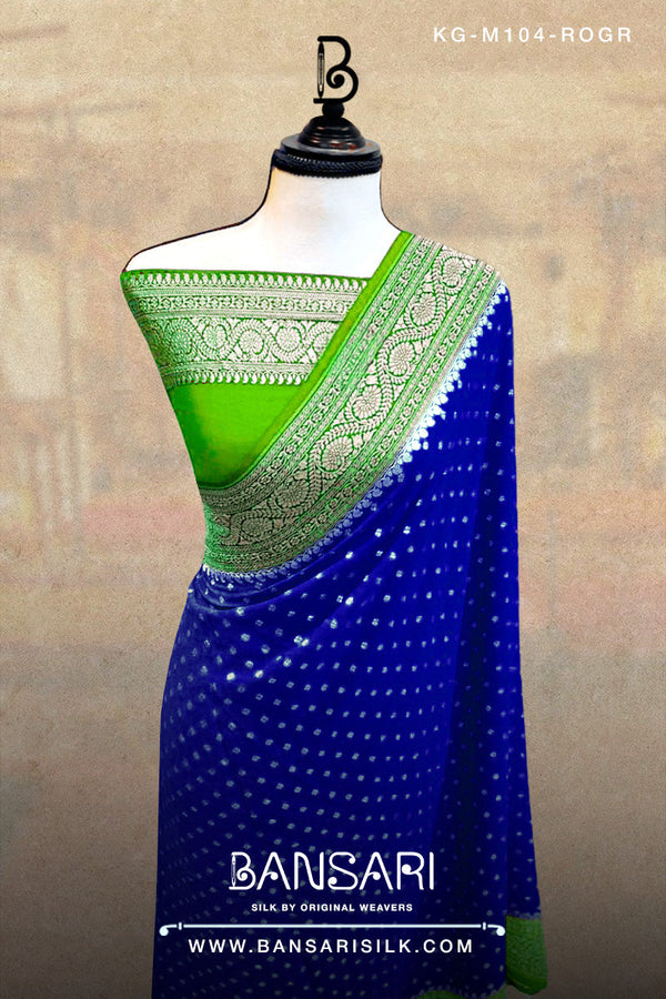 Georgette Saree, Royal Blue, Green Saree, Wedding Saree, Banarasi Saree, Khaddi, Handloom Saree, Manufacturer