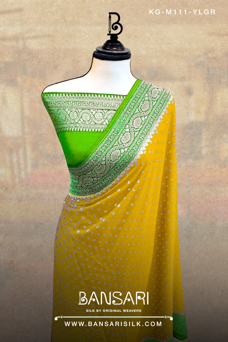 Georgette Saree, Yellow Saree, Green Saree, Wedding Saree, Banarasi Saree, Khaddi, Handloom Saree, Manufacturer