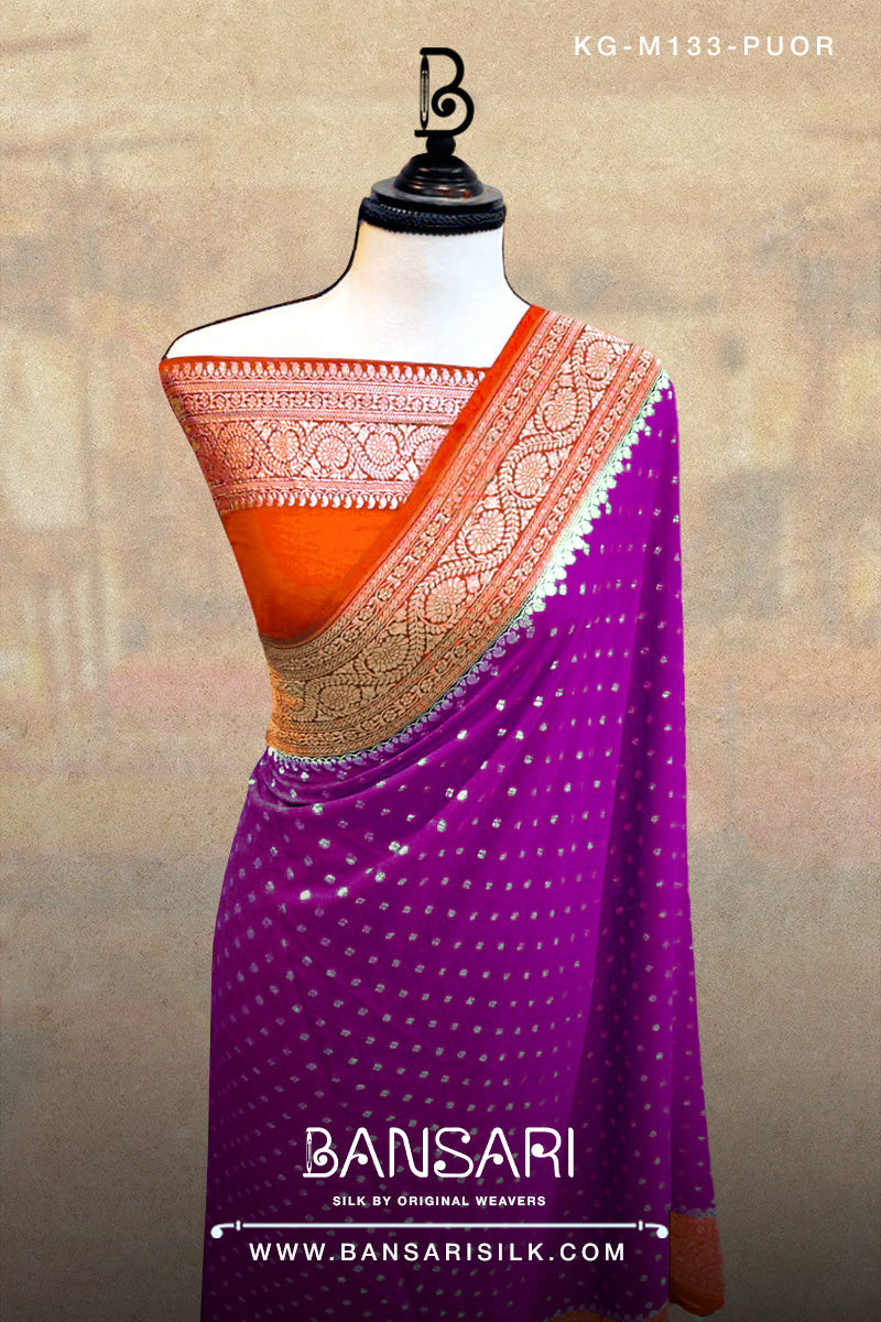 Georgette Saree, Purple Saree, Orange Saree, Wedding Saree, Banarasi Saree, Khaddi, Handloom Saree, Manufacturer