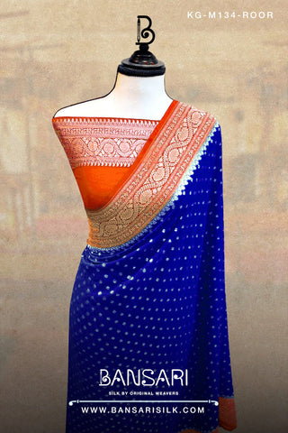 Georgette Saree, Royal Blue, Orange Saree, Wedding Saree, Banarasi Saree, Khaddi, Handloom Saree, Manufacturer