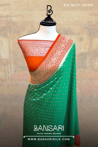 Georgette Saree, Green Saree, Orange Saree, Wedding Saree, Banarasi Saree, Khaddi, Handloom Saree, Manufacturer
