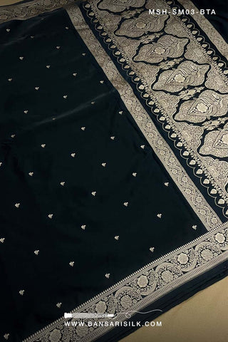 Black Saree, Mashru Silk, Mashru Saree, Mashru Banarasi Saree, Banarasi Mashru Silk Saree, Banarasi Saree Manufacturer