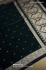 Black Saree, Mashru Silk, Mashru Saree, Mashru Banarasi Saree, Banarasi Mashru Silk Saree, Banarasi Saree Manufacturer