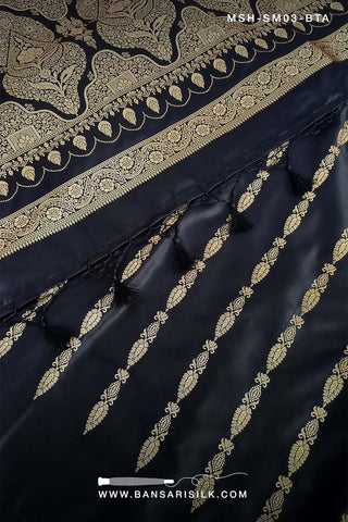 Black Saree, Mashru Silk, Mashru Saree, Mashru Banarasi Saree, Banarasi Mashru Silk Saree, Banarasi Saree Manufacturer