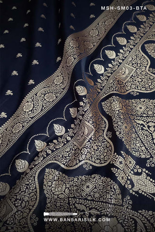 Black Saree, Mashru Silk, Mashru Saree, Mashru Banarasi Saree, Banarasi Mashru Silk Saree, Banarasi Saree Manufacturer