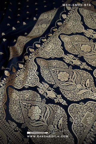 Black Saree, Mashru Silk, Mashru Saree, Mashru Banarasi Saree, Banarasi Mashru Silk Saree, Banarasi Saree Manufacturer