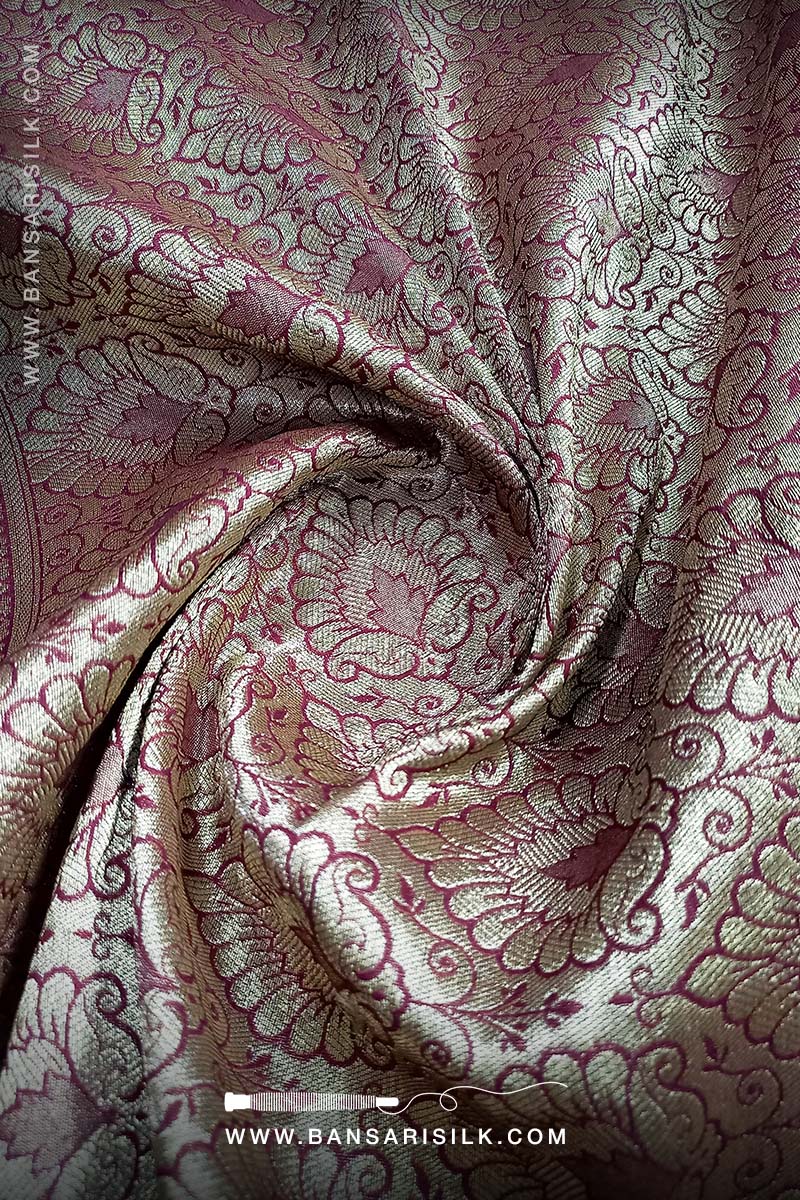 Red Wine Banarasi Saree Design For Wedding And Bollywood Events