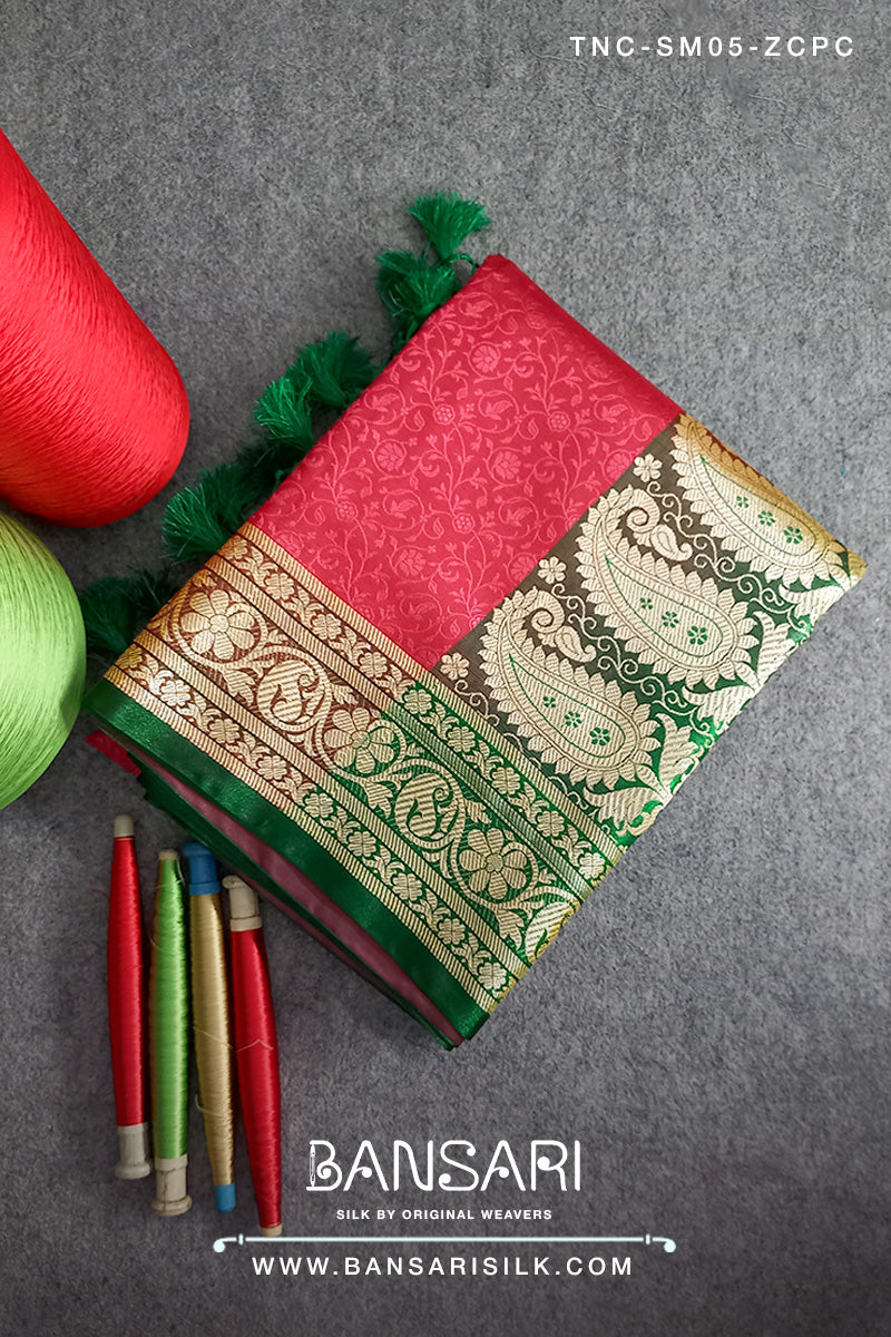 Red Banarasi Silk Saree for wedding, Banarasi Tanchoi Silk Saree for wedding, Wedding Saree, Tanchoi Saree