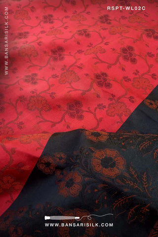 Red and black Banarasi Resham Silk Saree soft and lightweight for office and events 