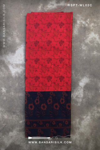 Red and black Banarasi Resham Silk Saree soft and lightweight for office and events 