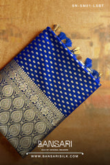 Royal blue Banarasi Satin silk saree for wedding-Satin Silk Sarees online at best price