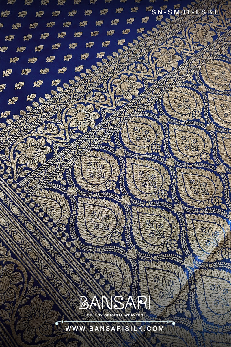 Royal blue Banarasi Satin silk saree for wedding-Satin Silk Sarees online at best price