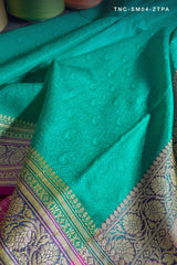 Green Saree, Green Banarasi Saree, Tanchoi Saree, Green Silk Saree, Green Saree for wedding, magenta Banarasi saree, Sea Green Saree 